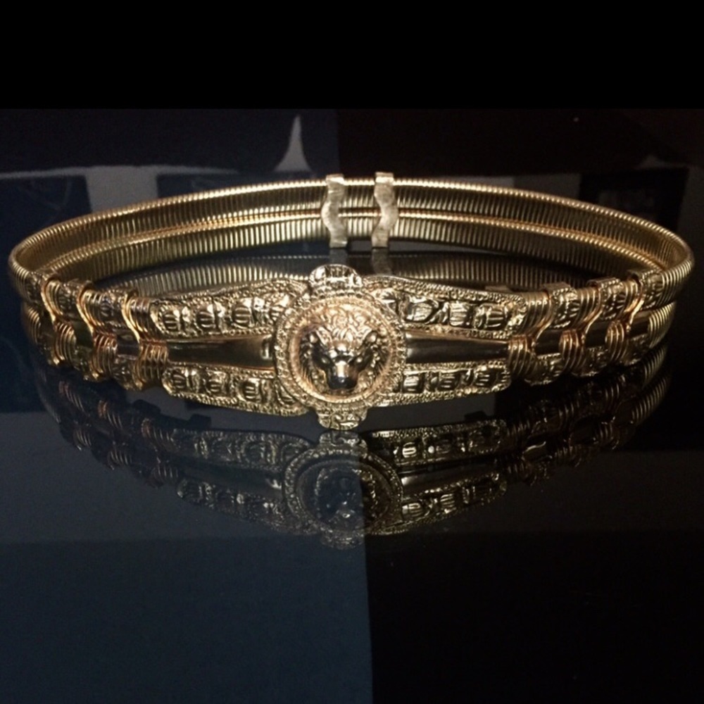 Judith Leiber Gold Lion’s Head Belt